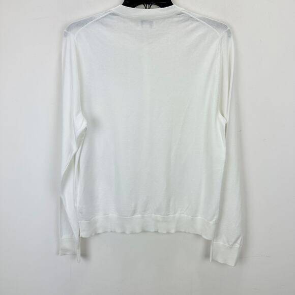 J.Crew Classic Cotton Cardigan Sweater Preppy Minimalist Crewneck White XL NWT - Picture 10 of 11